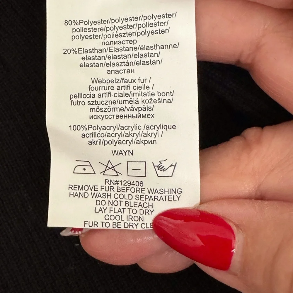 Venus Black Ribbed Cardigan with Faux Fur Collar – Size XL - Picture 3 of 7